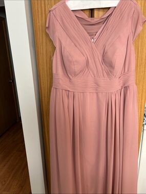 Azazie Dusty Rose V-Neck Pleated Maxi Dress